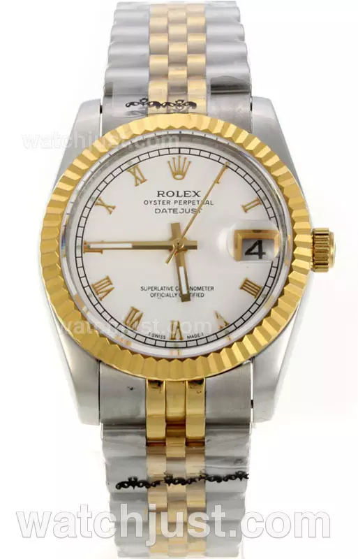 Rolex Datejust Automatic Two Tone Stick Markers With White Dial  Plated Gold Movement Pant129402