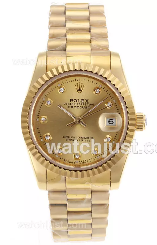 Rolex Datejust Automatic Full Gold Diamond Marking With Golden Dial Sapphire Glass Pant72725