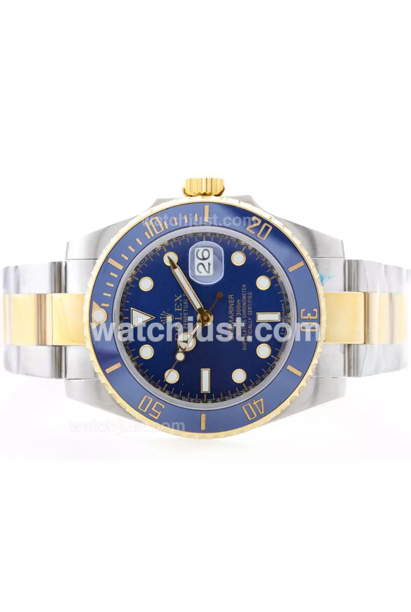 Rolex Submariner Automatic  Gold Plated Two Tone With Blue Dial Blue Ceramic Bezel Pant35051
