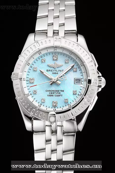 Breitling Colt Lady Light Blue Dial Diamond Hour Marks Stainless Steel Case And Bracelet Pant122890