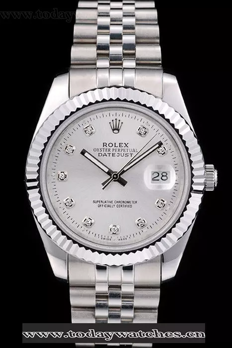 Rolex Datejust Stainless Steel Ribbed Bezel Silver Dial Pant58923