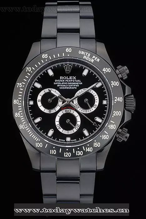 Rolex Daytona Black Ion Plated Tachymeter Black Stainless Steel Strap Black Dial Pant59211