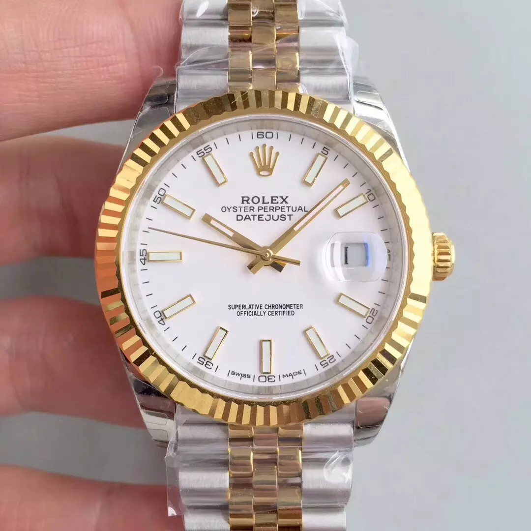 Swiss Rolex Datejust Two Tone Stick Markers With White Dial Rolex20805