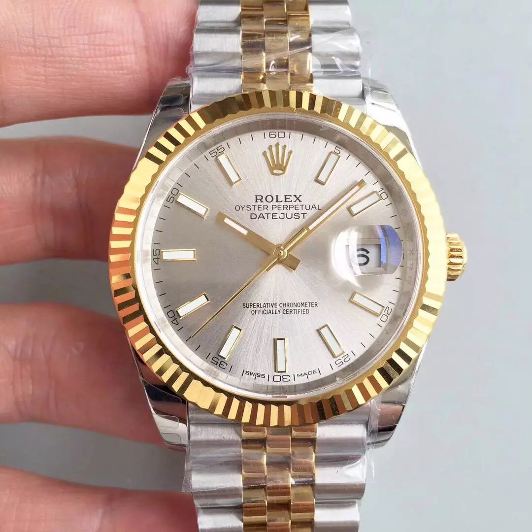 Swiss Rolex Datejust Two Tone Stick Markers With Silver Dial Rolex20808
