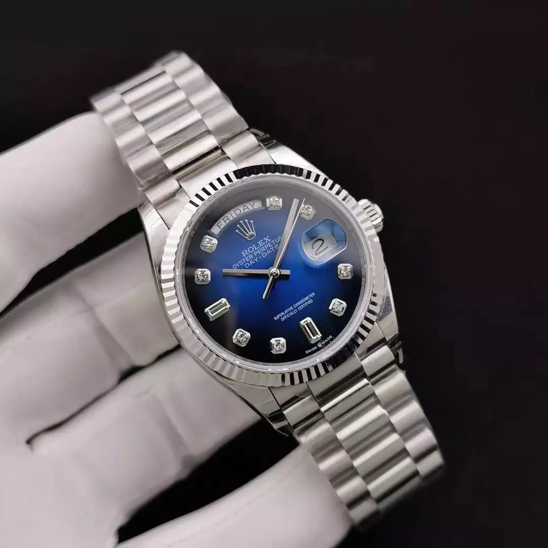 Rolex Day Date Diamond Markings With Blue Dial Rolex20832